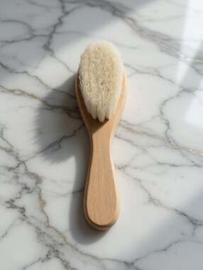 Natural Beechwood Soft Goat Hair Baby Brush